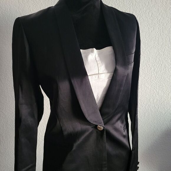NEW AMEN Couture satin black blazer 6 S - Picture 7 of 15